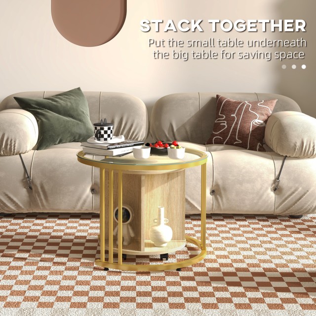 Σετ Στρογγυλά Nesting Τραπεζάκια Σαλονιού 60 x 47 cm 2 τμχ HOMCOM 839-810V00MX
