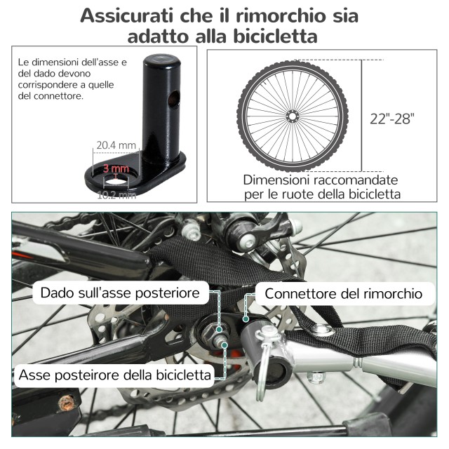 PawHut Bike Trailer για σκύλους μεσαίου μεγέθους με πλαϊνά παράθυρα και σημαία, 130x73x90 cm, γκρι και μαύρο D00-050