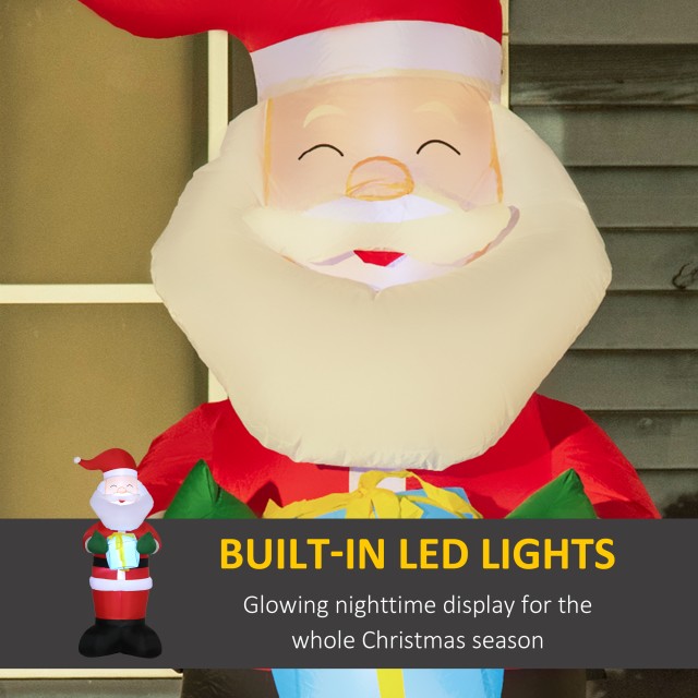 Outsunny Φουσκωτός Άγιος Βασίλης με δώρο, 3 φώτα LED και φουσκωτό, 77x68x184 cm 844-563V90MX