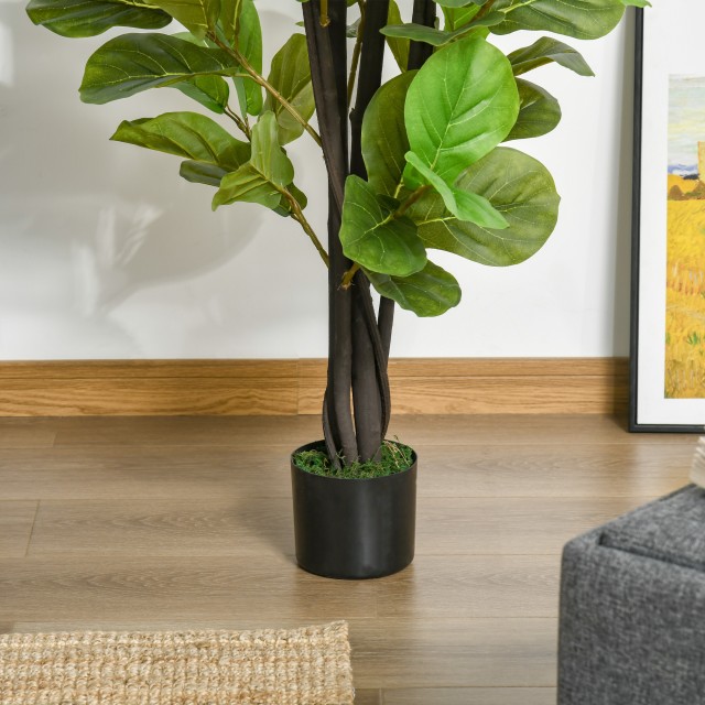 HOMCOM Τεχνητό Ficus 130cm για εσωτερικούς και εξωτερικούς χώρους, ρεαλιστικό τεχνητό φυτό με 78 φύλλα 830-437
