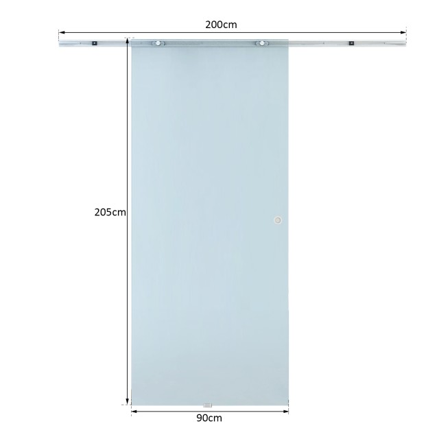 Συρόμενη πόρτα Homcom Frosted Glass με ράγα αλουμινίου, 90x205cm B70-008