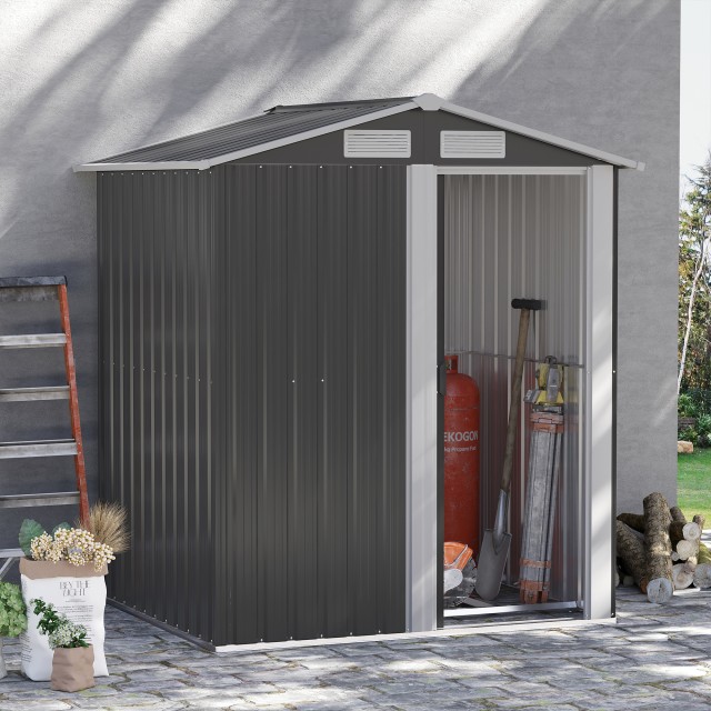 Outsunny Garden Shed Ατσάλινο εργαλειοθήκη, κεκλιμένη οροφή και 4 αεραγωγοί, 152x132x188cm 845-291V01
