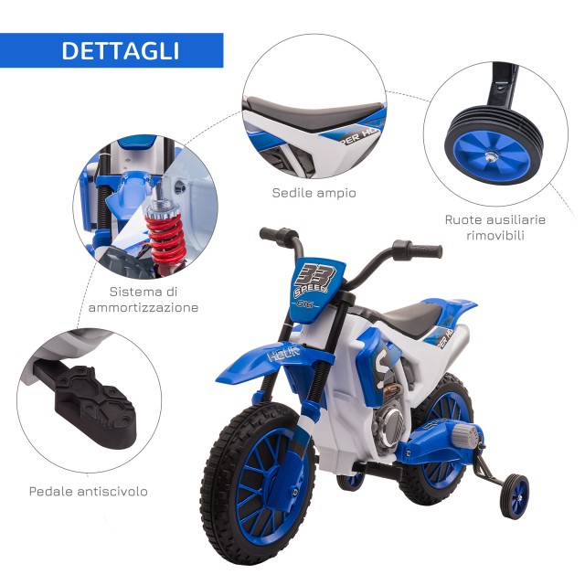 HOMCOM Electric Cross Bike για παιδιά από 3-5 ετών - Μπλε 370-165V90BU