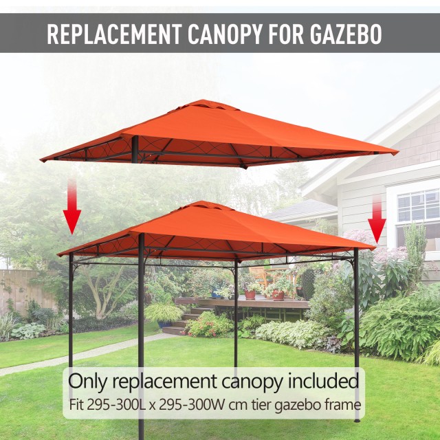 Outsunny Ανταλλακτική οροφής για Gazebo 3x3m σε αδιάβροχο Anti-UV πολυεστέρα, πορτοκαλί 84C-141OG