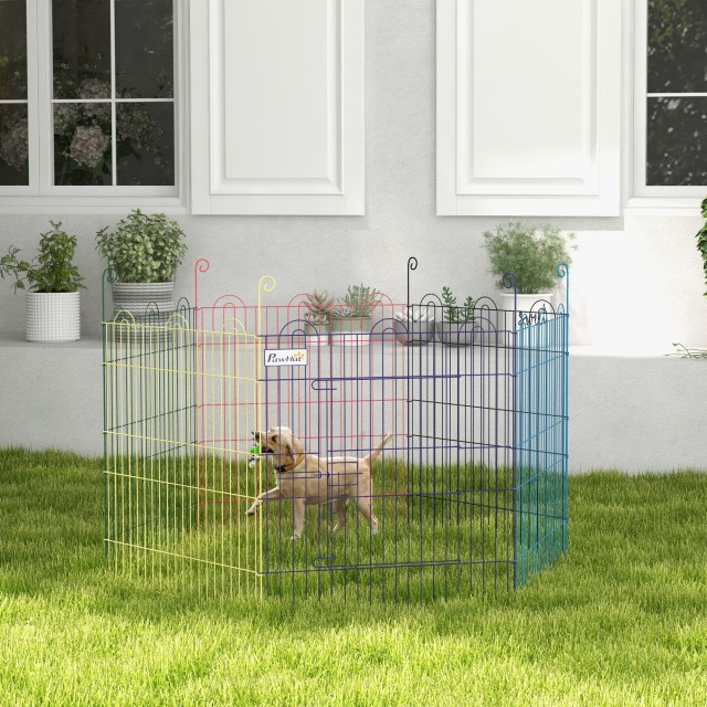 PawHut 6-Panel Metal Dog Gate με κούμπωμα, Ø120x60 cm, Πολύχρωμο D06-073V01MX