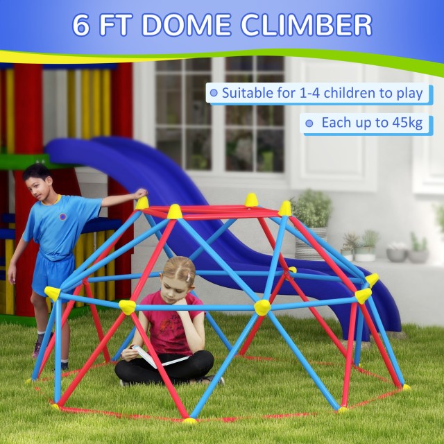 Outsunny Climbing Dome για παιδιά 3-8 ετών, Μεταλλική κατασκευή για 4 παιδιά, Ø183x90cm, Πολύχρωμο 34D-002V00RD
