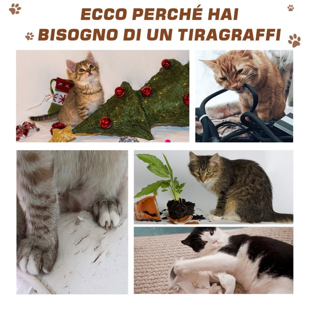 PawHut Multi-level Cat Scratching Post Tree, Κρεβάτι και σχοινιά από γιούτα, γκρι D30-318