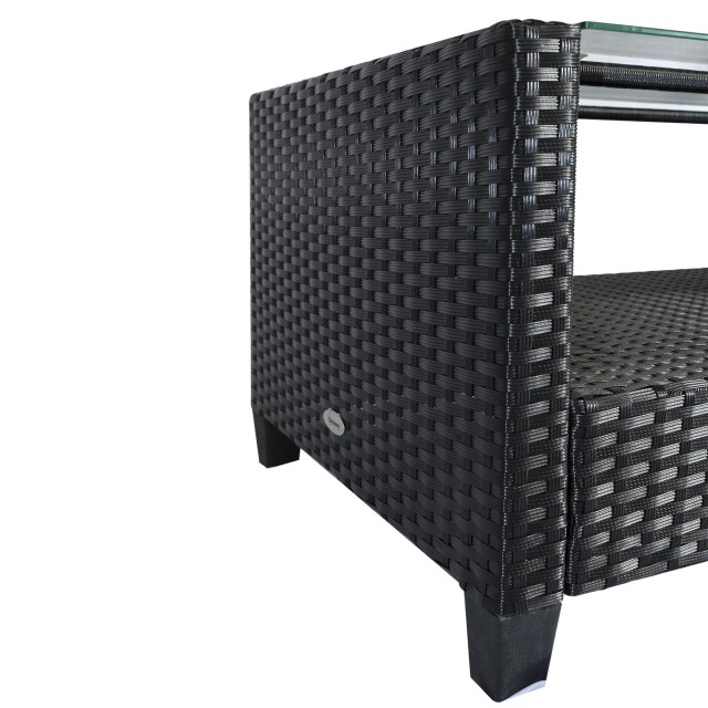 Outsunny Σετ Έπιπλα Κήπου 4 τεμαχίων σε PE Rattan Τραπεζάκι σαλονιού, Καναπές και Πολυθρόνες Μαύρο με Μπεζ μαξιλάρια 860-117CW