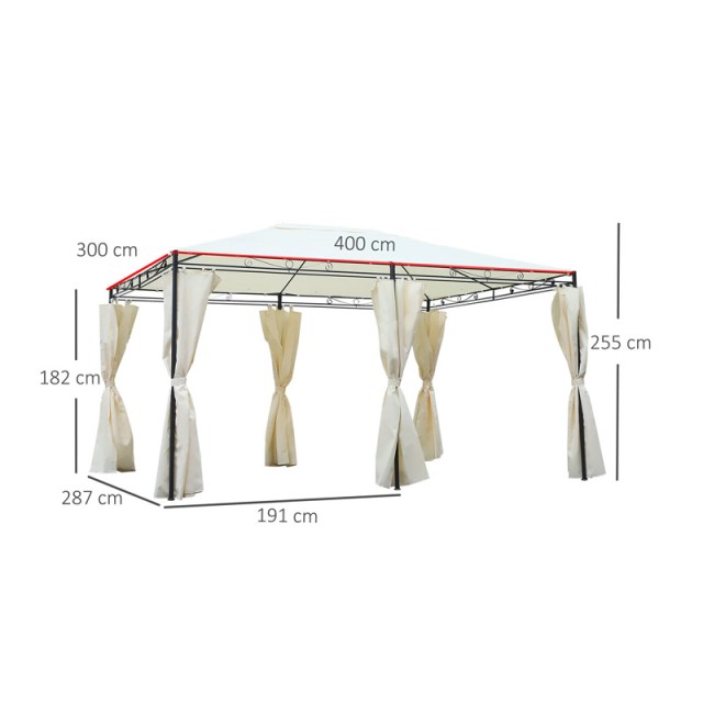 Κιόσκι Κήπου με Μεταλλικό Σκελετό 400 x 300 x 255 cm Outsunny 84C-089