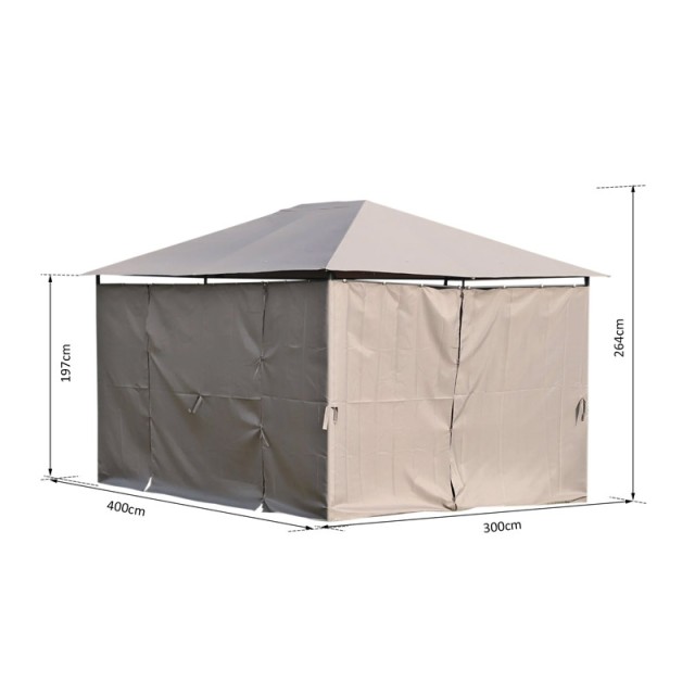 Κιόσκι Κήπου με Μεταλλικό Σκελετό 400 x 300 x 264 cm Outsunny 84C-116