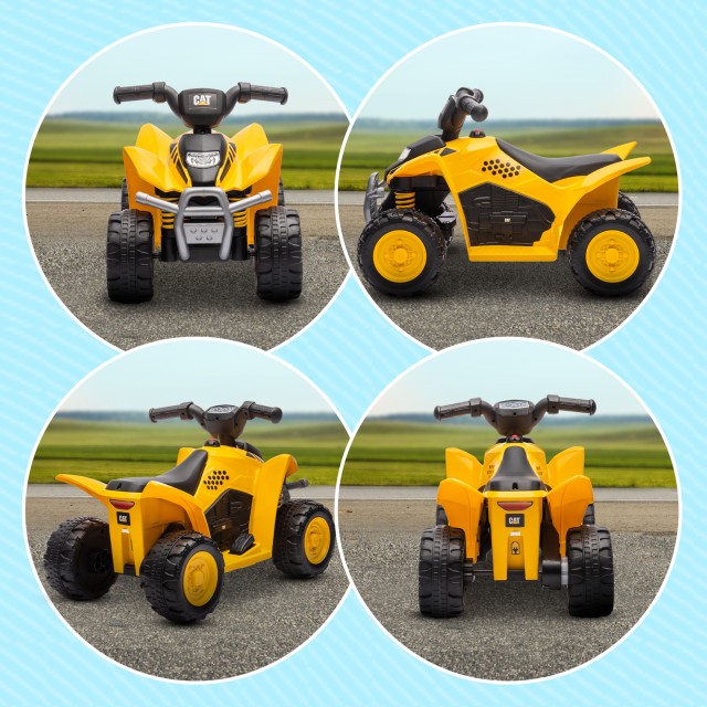AIYAPLAY Electric Quad για Παιδιά 18-36 Μηνών Άδεια Caterpillar με Κόρνα και Προβολείς, 65,5x38,5x43,5 cm, Κίτρινο 370-326V90YL