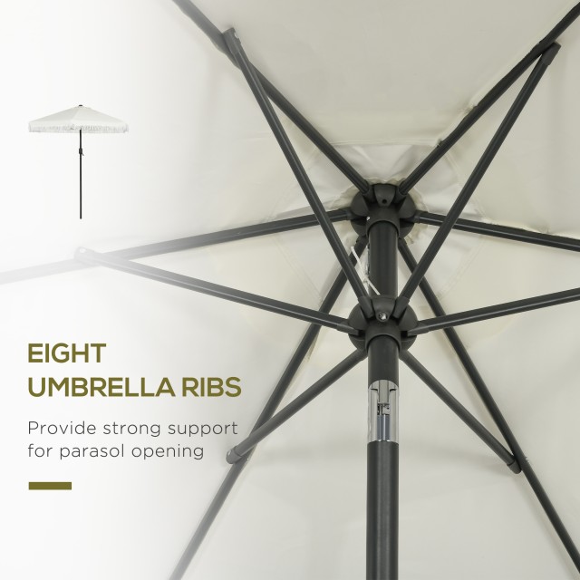 Outsunny Tilting Garden Umbrella 2,3x2,2m με κεντρικό κοντάρι και μανιβέλα, κρέμα 84D-310V00CW