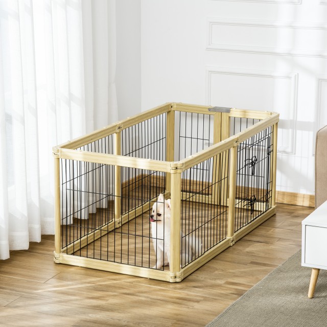 PawHut Dog Box, Pet Run, 6 πάνελ με πόρτα και διπλά μάνδαλα, 70x62cm D06-126ND