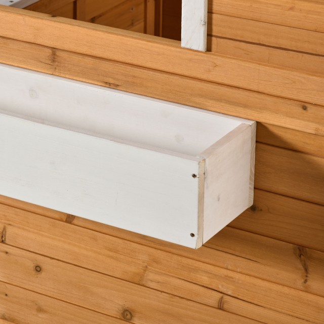 Outsunny Outdoor Ξύλινο Playhouse με Πόρτα, Παράθυρα, Πάγκος, Γλάστρα φυτών 122x108x135,5cm Κίτρινο 345-022
