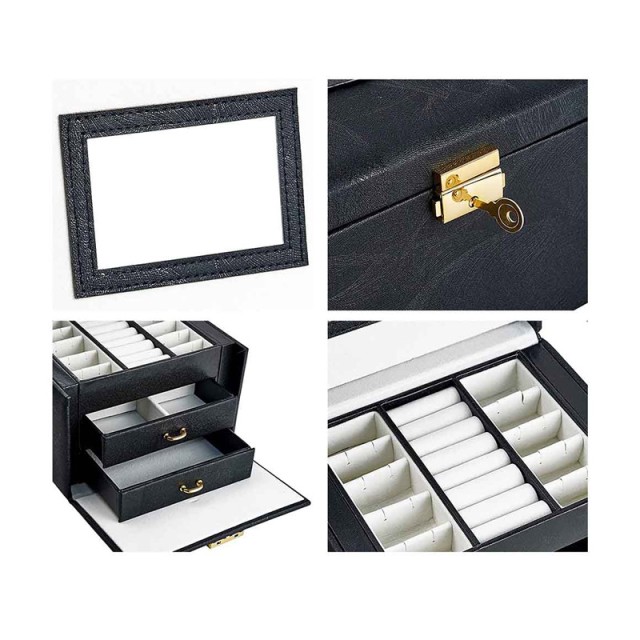 Κοσμηματοθήκη - Μπιζουτιέρα 18 x 13 x 14 cm Χρώματος Μαύρο Hoppline...
