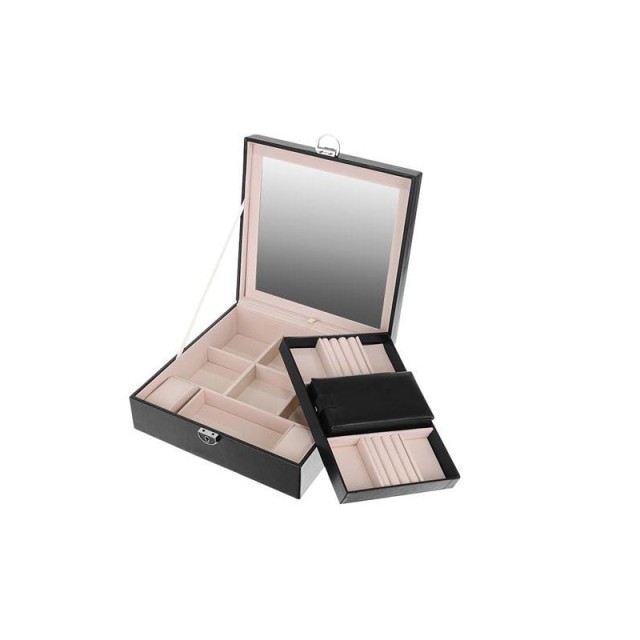 Κοσμηματοθήκη - Μπιζουτιέρα 25.5 x 25.5 x 9 cm Χρώματος Μαύρο SPM 8896