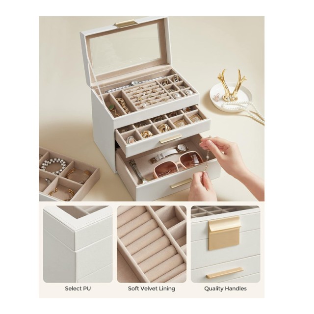 Κοσμηματοθήκη - Μπιζουτιέρα 15.3 x 25.1 x 21.5 cm Songmics JBC161W01