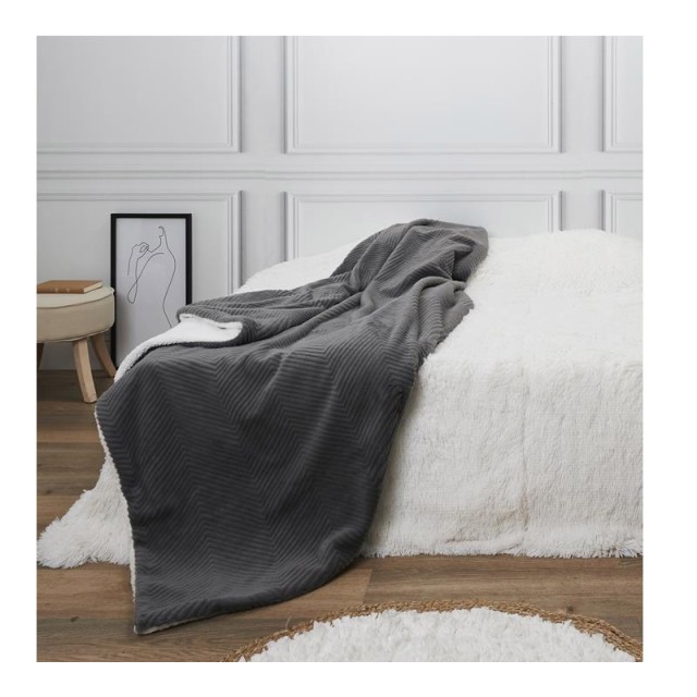 Κουβέρτα Μονή Διπλής Όψης Sherpa Προβατάκι 140 x 200 cm Home Deco Factory TX9474
