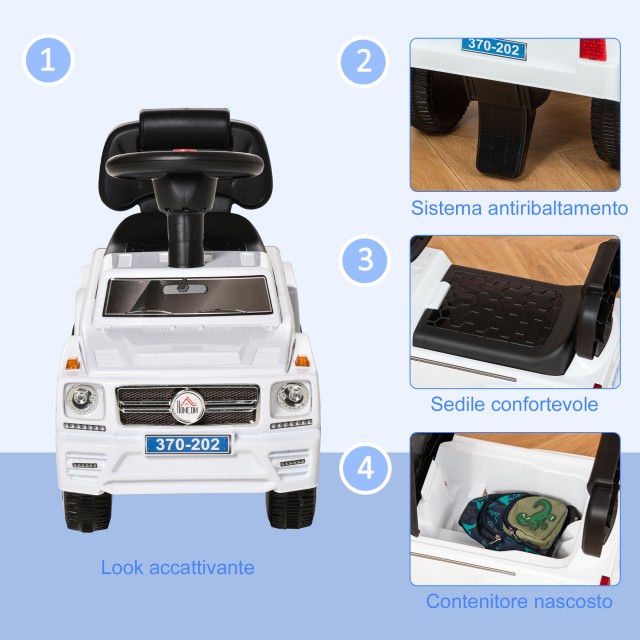 HOMCOM Off-road Ride-on Toy Car για παιδιά με ενσωματωμένους προβολείς και μουσική 18-36 μηνών - Λευκό 370-202WT