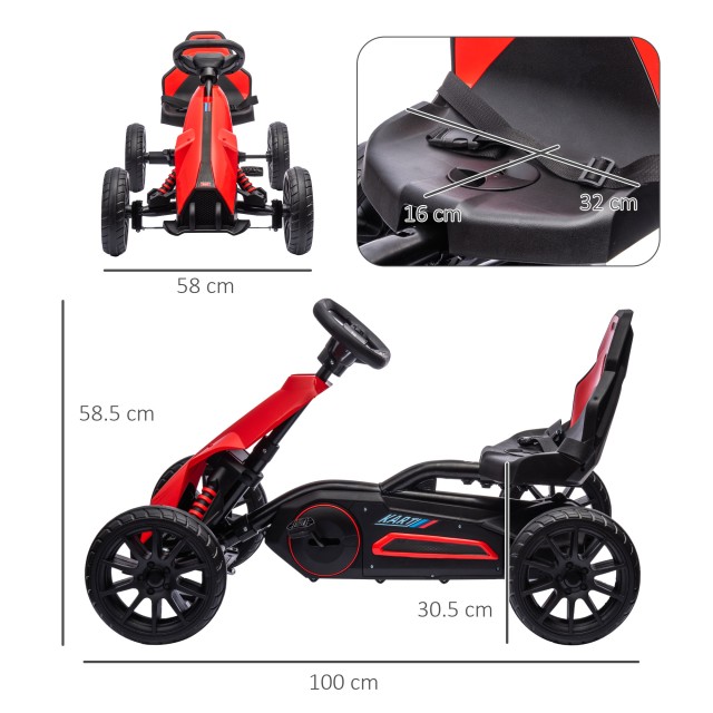 HOMCOM Pedal Go Kart για παιδιά 3-8 ετών με ρυθμιζόμενο κάθισμα και...