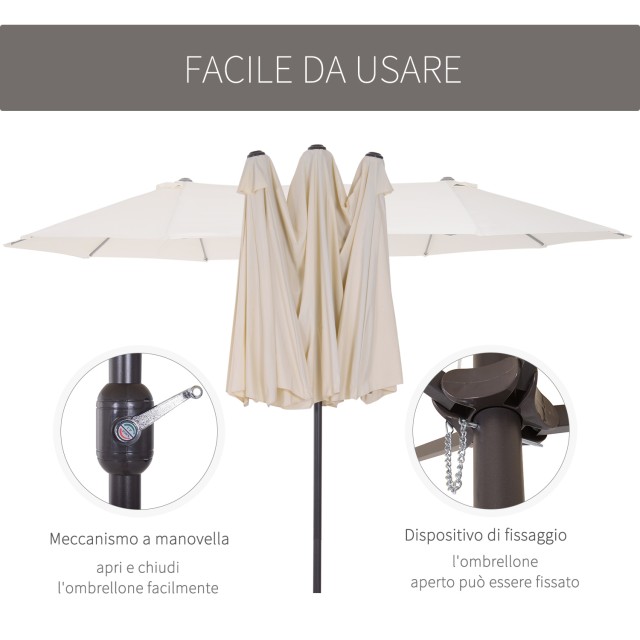 Outsunny Outdoor Double Canopy Parasol, Anti UV 460 x 270 x 240, Μπεζ, Καφέ 84D-030V01CW