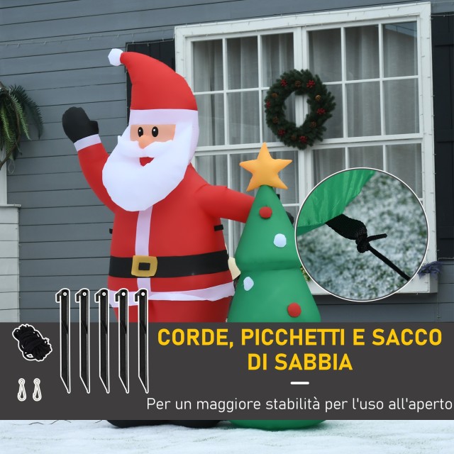 Φουσκωτός Άγιος Βασίλης με Δέντρο 150 cm με Φώτα LED HOMCOM 844-374