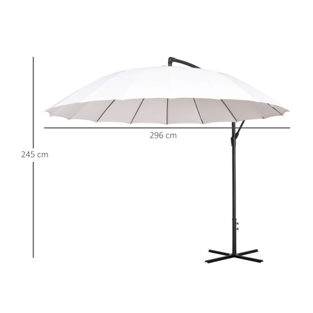 Κρεμαστή Ομπρέλα Κήπου με Μανιβέλα 296 x 245 cm Outsunny 84D-118CW