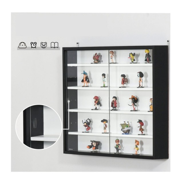 Κρεμαστή Ξύλινη Βιτρίνα με 5 Ρυθμιζόμενα Ράφια 80 x 9.5 x 60 cm Χρώ...