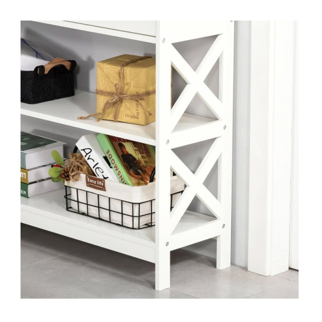 Ξύλινη Κονσόλα με 2 Συρτάρια και 2 Ράφια 100 x 30.5 x 80 cm Χρώματος Λευκό HOMCOM 837-107WT