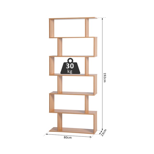 Ξύλινη Βιβλιοθήκη με 6 Ράφια 80 x 23 x 192 cm HOMCOM 833-382BN