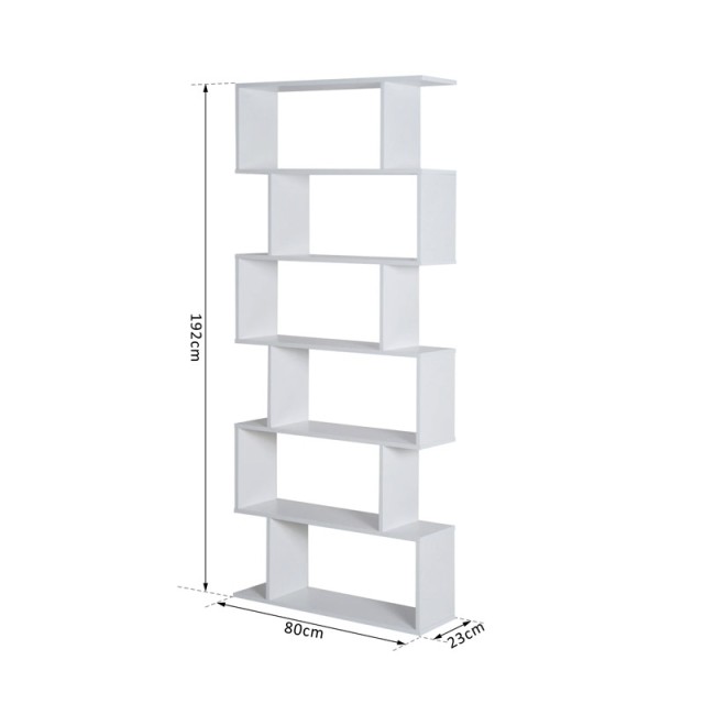 Ξύλινη Βιβλιοθήκη με 6 Ράφια 80 x 23 x 192 cm Χρώματος Λευκό HOMCOM...