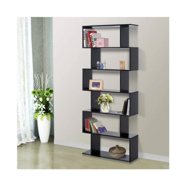 Ξύλινη Βιβλιοθήκη με 6 Ράφια 80 x 23 x 192 cm Χρώματος Μαύρο HOMCOM 833-382BK