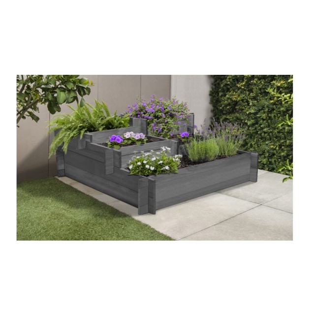 Ξύλινη Ζαρντινιέρα 5 Επιπέδων 93 x 93 x 36 cm Χρώματος Γκρι Jardikt 10060012-GR