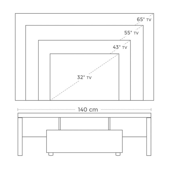 Ξύλινο Έπιπλο Τηλεόρασης με LED Φωτισμό 140 x 35 x 45 cm VASAGLE LTV14WT