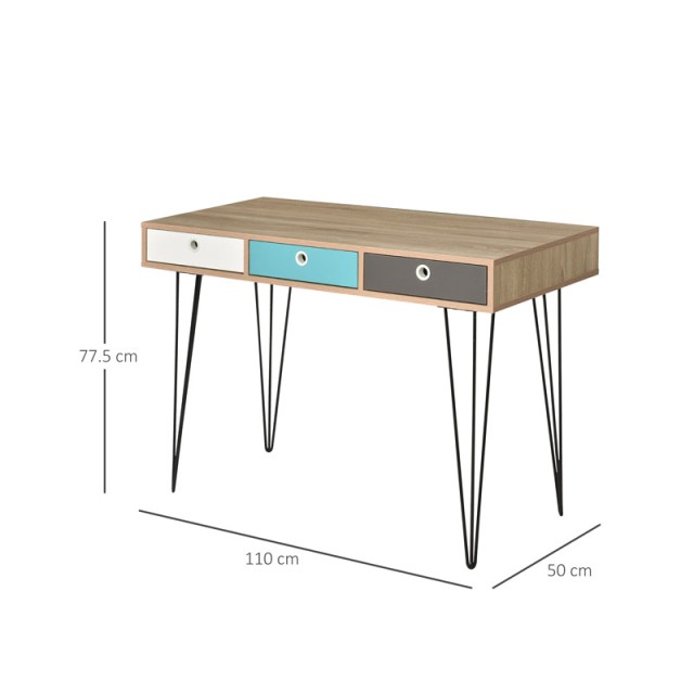 Ξύλινο Γραφείο με 3 Συρτάρια 77.5 x 50 x 110 cm HOMCOM 836-241GN