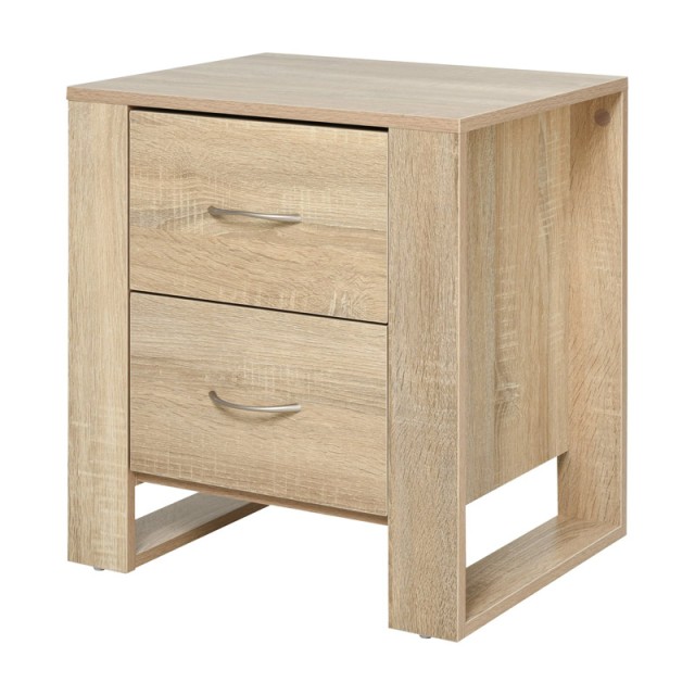 Ξύλινο Κομοδίνο με 2 Συρτάρια 48 x 39 x 54 cm Χρώματος Καφέ Ανοιχτό HOMCOM 831-293ND