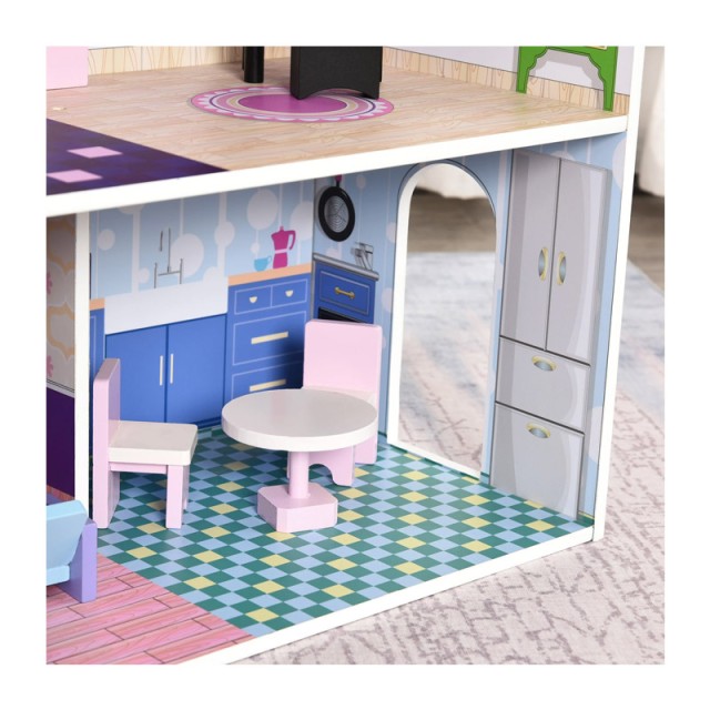 Ξύλινο Κουκλόσπιτο με Αξεσουάρ 86 x 30 x 87 cm HOMCOM 350-077