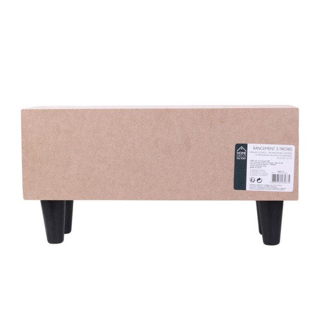 Ξύλινο Κουτί Αποθήκευσης με 3 Συρτάρια 35 x 17.8 x 12.2 cm Home Deco Factory HD2137