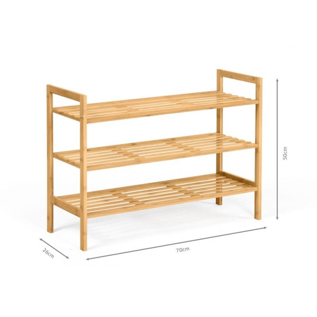 Ξύλινο Stand Αποθήκευσης Παπουτσιών με 3 Ράφια 70 x 26 x 50 cm Idom...