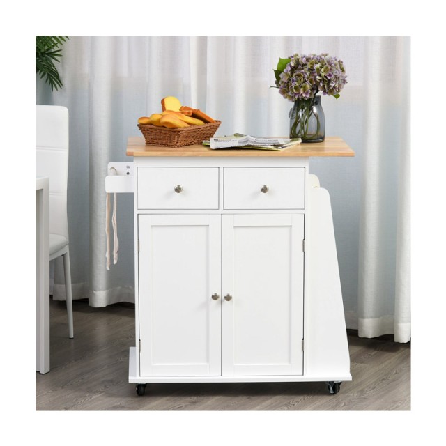 Ξύλινο Τροχήλατο Ντουλάπι Κουζίνας 89 x 45 x 89.5 cm HOMCOM 801-163