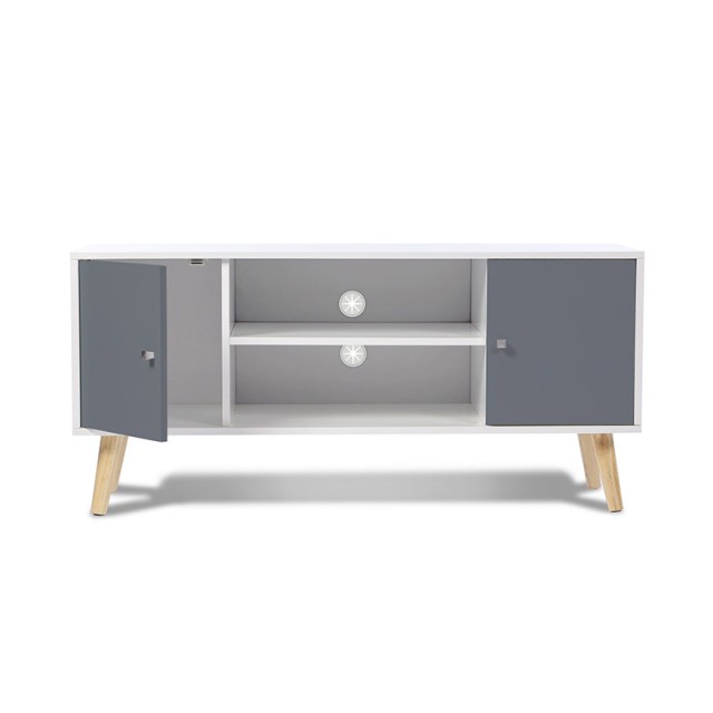 Ξύλινο Έπιπλο Τηλεόρασης 113 x 40 x 53.5 cm Χρώματος Γκρι Alesund S...