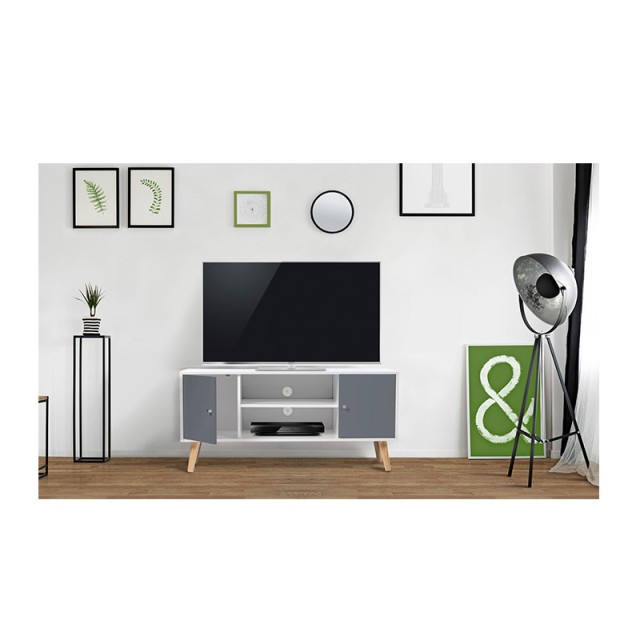 Ξύλινο Έπιπλο Τηλεόρασης 113 x 40 x 53.5 cm Χρώματος Γκρι Alesund S...