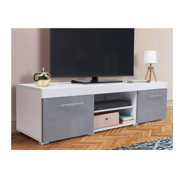 Ξύλινο Έπιπλο Τηλεόρασης 140 x 45 x 39 cm Χρώματος Γκρι Oxford SPM ...