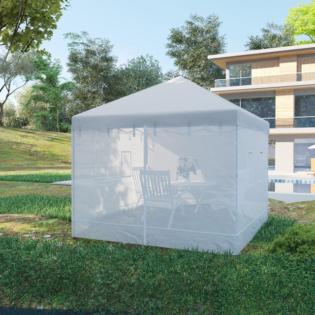 Outsunny 3x3 Nylon Gazebo Wall, Σετ 3 τεμαχίων κουνουπιέρα με 6 παράθυρα και πόρτα με φερμουάρ, 300Lx195cm 84C-410V00WT