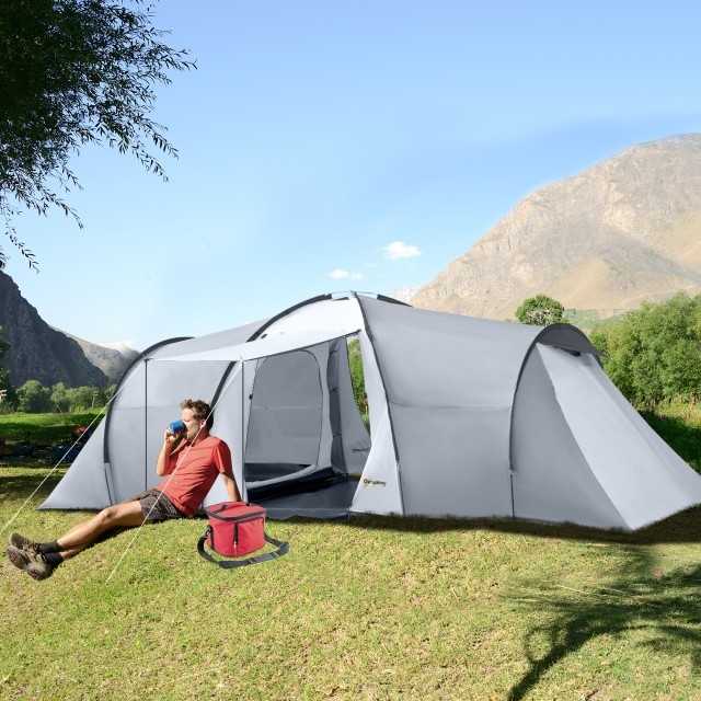 Σκηνή Camping Outsunny 4-6 Ατόμων με 2 Δωμάτια Αδιάβροχη με κουβούκ...
