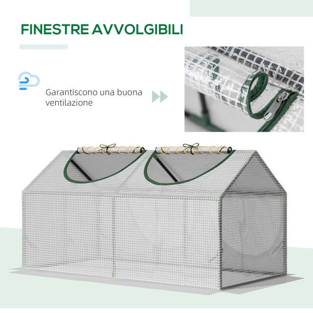 Outsunny Mini Garden Greenhouse με 2 κυλιόμενα παράθυρα και κάλυμμα...