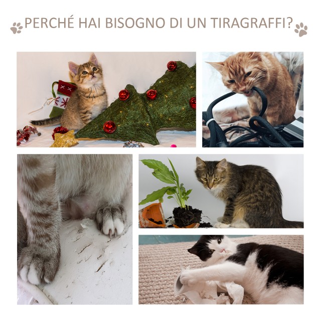 PawHut Cat Tree σε Sisal με ρείθρο, πλατφόρμες και παιχνίδια, 60x40x120 cm D30-204
