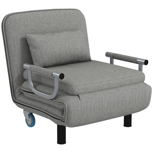 HOMCOM Einzelsessel, Stoffbett und Chaiselongue mit 3-stufiger verstellbarer Rückenlehne, Grau 839-736V00CG