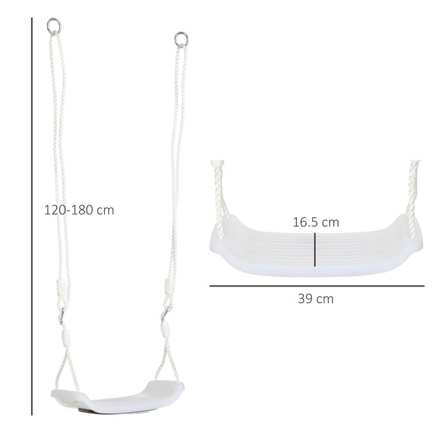 Outsunny Baby Swing 9-36 μηνών σε PP και PE με ρυθμιζόμενο σχοινί και φώτα LED, 39x16,5x120-180 cm, Λευκό 344-060V00WT
