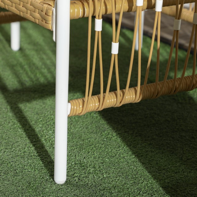 Boho Style Rattan Garden σετ με 2 καρέκλες με μαξιλάρια και στρογγυλό τραπέζι, κίτρινο 863-146V00YL